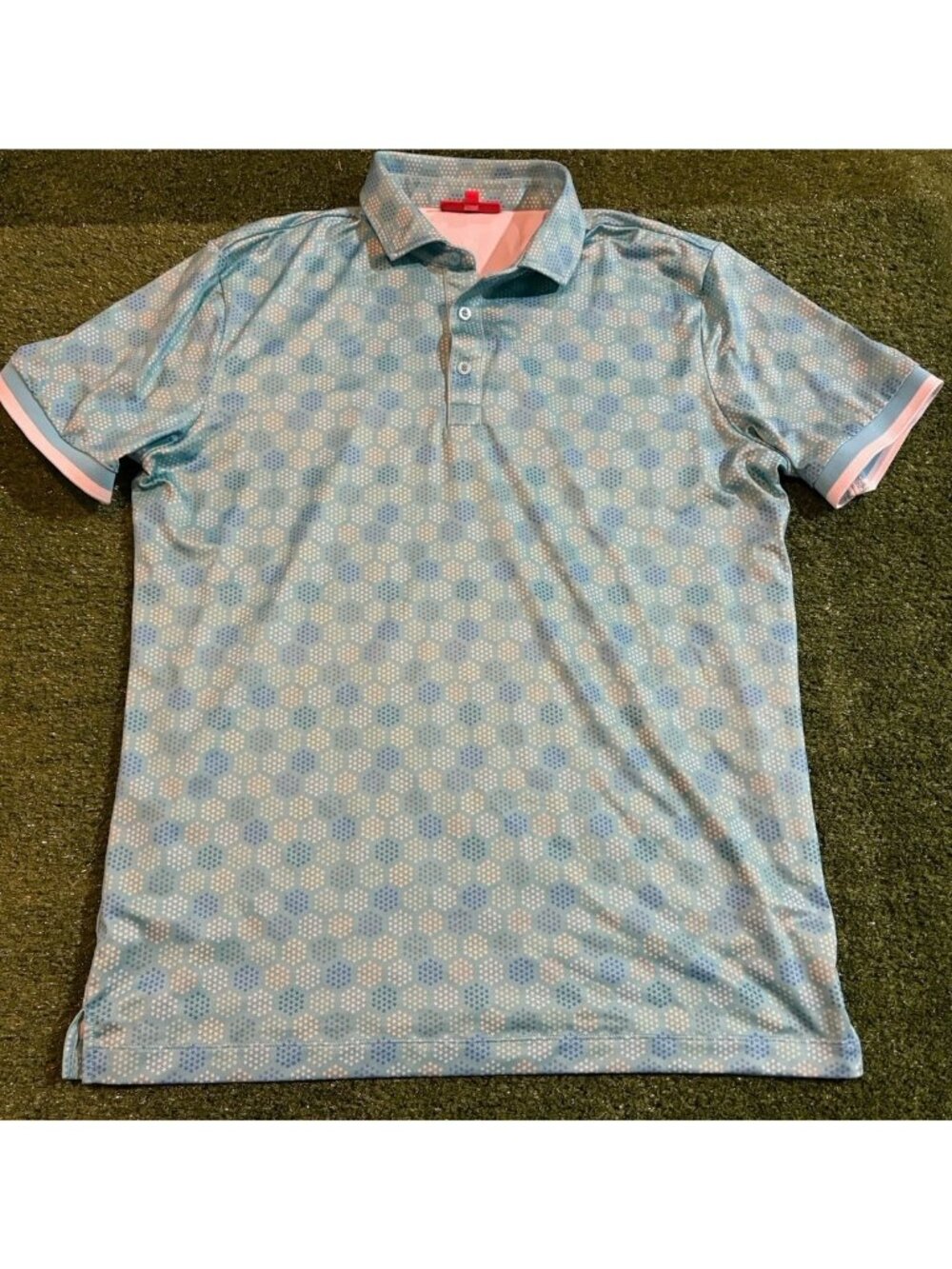 Redvanly polo mens medium blue garmain lighweight moisture wick 4 way stretch